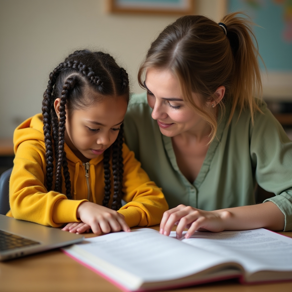 Tutor and student working together during an organized tutoring session